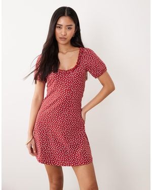 open lace back dress Red Button Front Mini Dress - Shirt Dresses main image 1