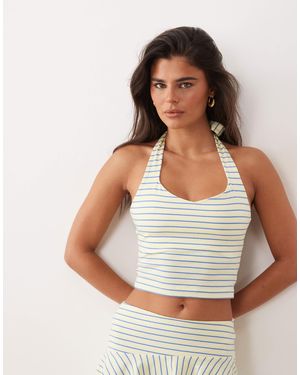 The Frolic Exclusive Jersey Sweetheart Neckline Halter Top Co-ord - Multicolor