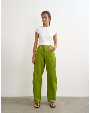 TOPSHOP Vaqueros Barrel De Talle Medio En Verde