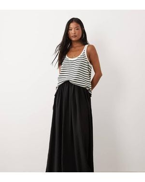 ASOS Asos Design Petite Tie Waist Soft Crinkle Maxi Skirt - Black