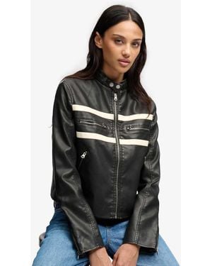 Superdry Moto Faux Leather Jacket - Black