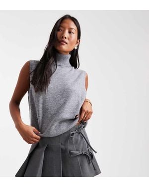 Only Petite Geplooid Mini Rokje Met Strikdetail - Grijs