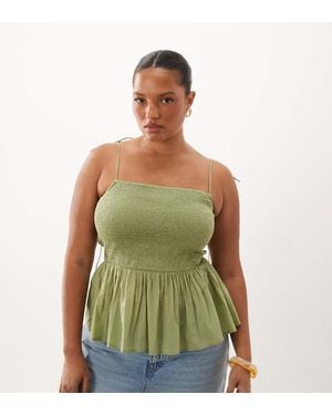 ASOS Asos Design Curve Shirred Detail Peplum Cami - Green