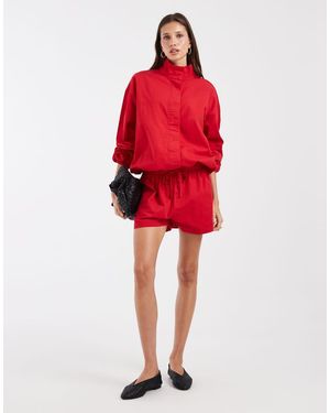 ASOS Denim Jack Met Opstaande Kraag - Rood