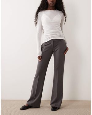 Gina Tricot Pantalon droit en jersey taille basse - Gris