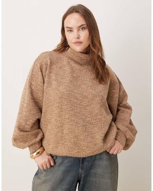 ASOS Asos Design Curve Co-ord Funnel Neck Sweatshirt - Brown
