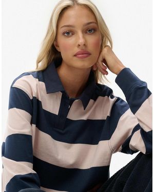 Superdry – athletic essentials – cropped-rugby-oberteil - Blau