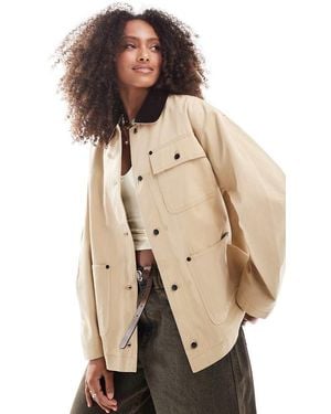 ASOS Clean Cord Collar Barn Jacket - Natural