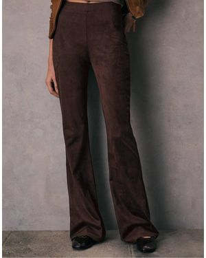 Stradivarius Faux Suede Flared Trousers - Brown