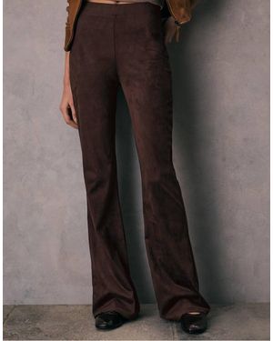 Stradivarius Faux Suede Flared Trousers - Brown