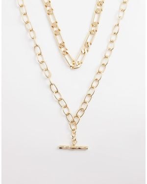 ASOS Multi-row Chain Necklace With T-bar - White