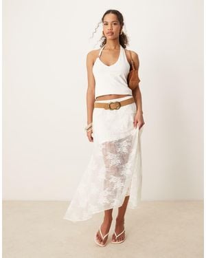 Abercrombie & Fitch Lace Detail Flowy Maxi Skirt - Natural