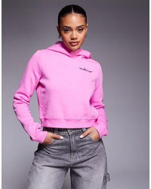 Nike Script Logo Shrunken Hoodie - Purple