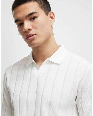 River Island Slim Fit Ottoman Open Neck Polo Shirt - White