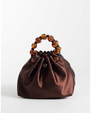 ASOS Ruched Clutch With Resin Beads - Black