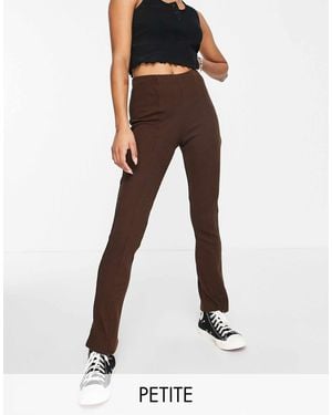 Topshop Unique Waffle Zip Front Split Flared Pants - Brown