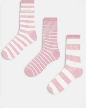 GANT Confezione Da 3 Paia Di Calzini Sportivi A Righe Con Logo - Rosa