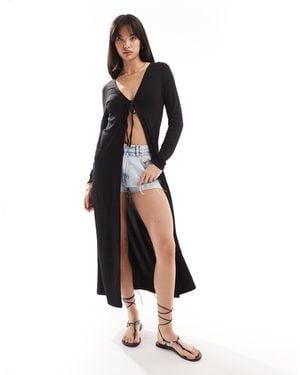 Pieces Tie Front Maxi Cardigan - White