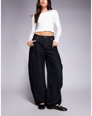 Edikted Aden Contrast Stitch Barrel Jeans - Blue