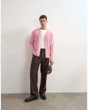 TOPMAN Wide Leg Puppytooth Trouser With Triple Pleats - Pink