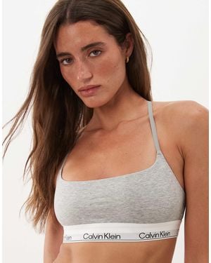 Calvin Klein Icon Cotton Modal Unlined Racer Back Bralet - Grey