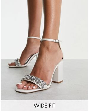 London rebel bridal barely there embellished block heel sandals hot sale