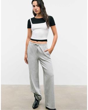 Stradivarius Pantaloni Da Jogging Mélange Con Coulisse - Grigio