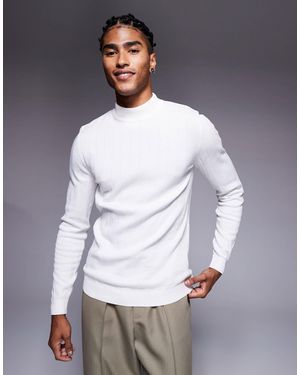 ASOS Muscle Fit Long Sleeve Knitted Rib Turtle Neck T-shirt - Grey