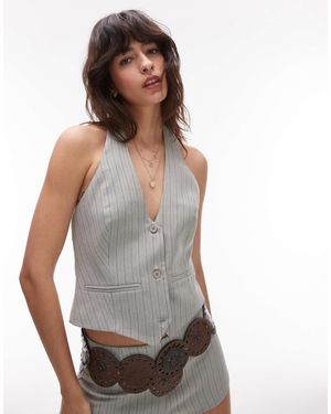 Lioness Renewal Tailored Plunge Halterneck Top - Gray