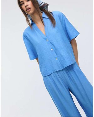 Stradivarius Darted Palazzo Trousers - Blue