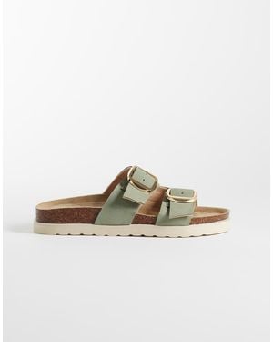 New Look Double Strap Sandal With Buckles - Green
