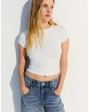 Bershka Short Sleeve Crew Neck T-shirt - White