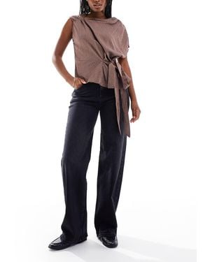 Pieces Silke Mid Rise Wide Leg Jeans - Blue