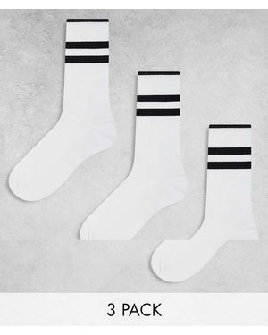 River Island 3 Pack Double Stripe Tube Socks - White