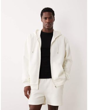 ASOS Co-ord Relaxed Pique Zip Through Hoodie - Natural