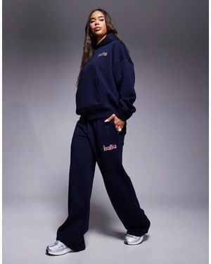 Kaiia Embroidered Logo Wide Leg Trackies - Blue