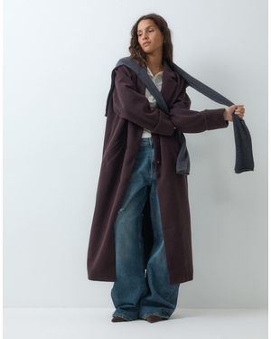 Noisy May Wool Look Maxi Overcoat - Blue