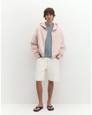 Pull&Bear baggy Relaxed Denim Bermuda Shorts - White
