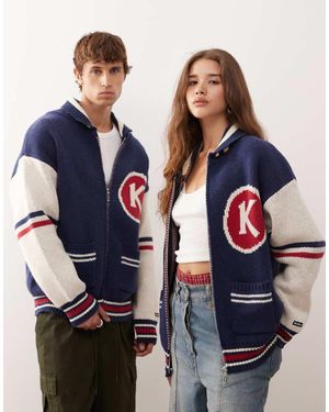 Kickers Chaqueta Azul Marino Y Rojo De Estilo Universitario Con Cremallera De