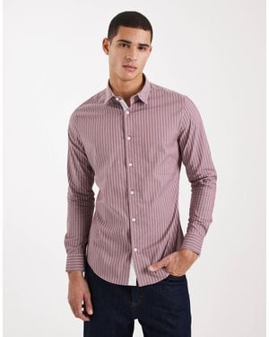 ASOS Slim Stripe Shirt - Purple