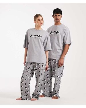 ASOS Disney Pyjama Set With Mickey Mouse Embroidery - Grey