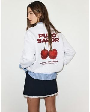 Pull&Bear Pure Flavour Cherry Sweatshirt - White