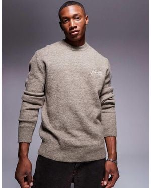 River Island Maglione Morbido Chiaro Con Grafica - Grigio