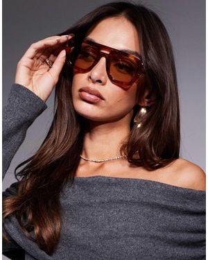 ASOS – eckige pilotensonnenbrille - Grau