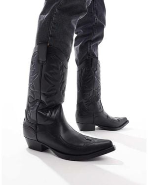 Pull&Bear Stitch Detail Cowboy Boot - Blue