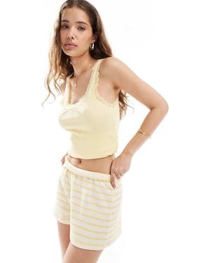 ONLY Tanktop Met Kanten Rand - Naturel