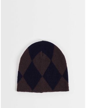 ASOS Beanie mit rautenmuster und totenkopf - Blau