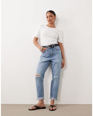 New Look – tori – e mom-jeans mit zierrissen - Blau