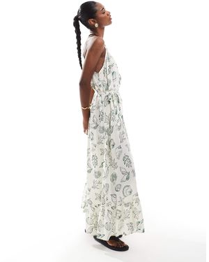 Vero Moda Easy - robe longueur cheville à bretelles avec imprimé marin - Blanc