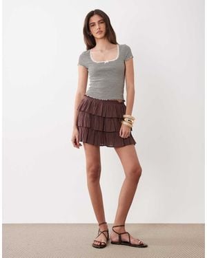 Miss Selfridge Tiered Mini Skirt - White